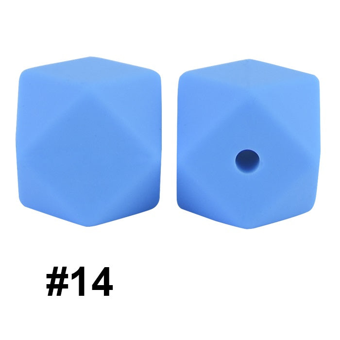 50pcs 14mm Hexagon Silicone Beads Solid Color Variety Options 66