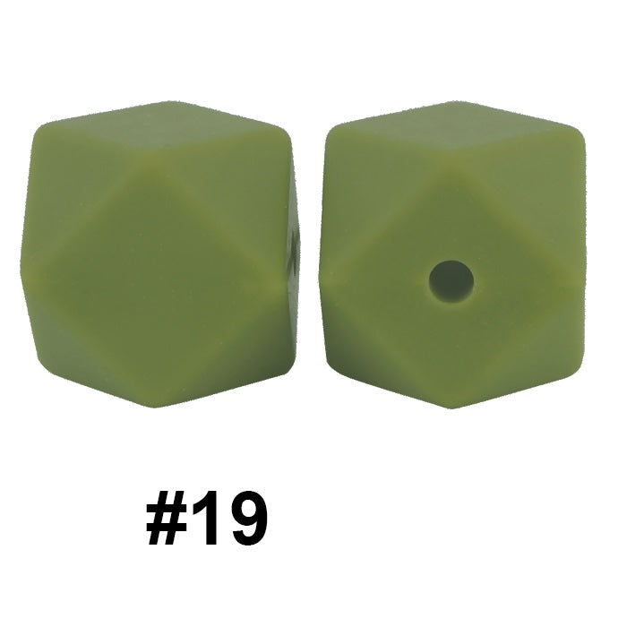 50pcs 14mm Hexagon Silicone Beads Solid Color Variety Options 71