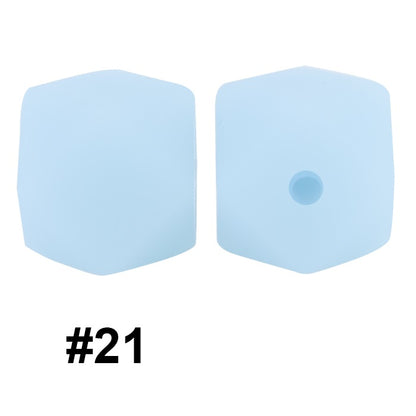 50pcs 14mm Hexagon Silicone Beads Solid Color Variety Options 81