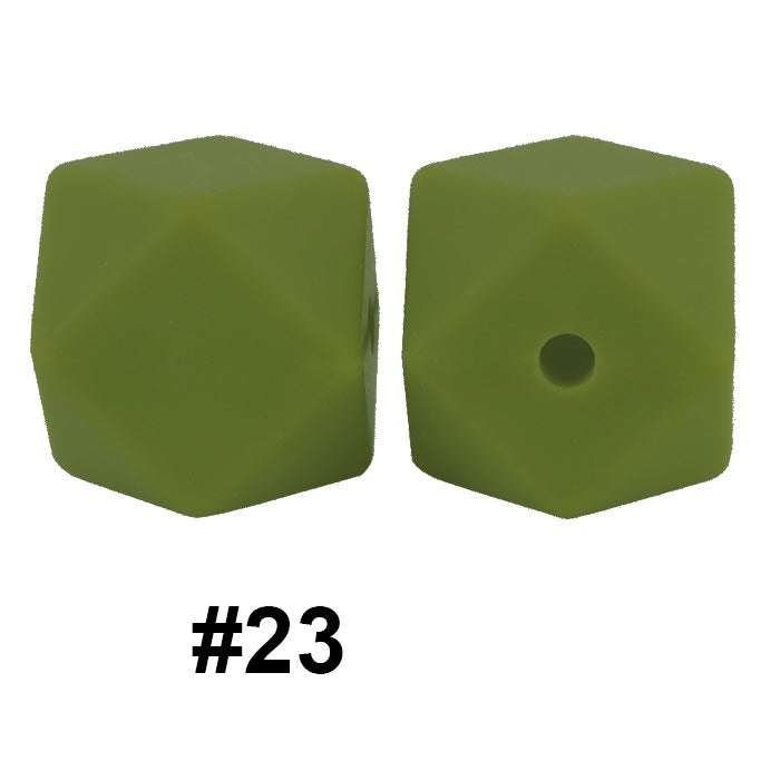 50pcs 14mm Hexagon Silicone Beads Solid Color Variety Options 83