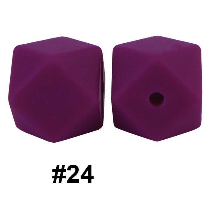 50pcs 14mm Hexagon Silicone Beads Solid Color Variety Options 84