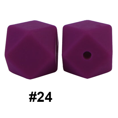 50pcs 14mm Hexagon Silicone Beads Solid Color Variety Options 84