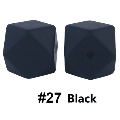 50pcs 14mm Hexagon Silicone Beads Solid Color Variety Options 87