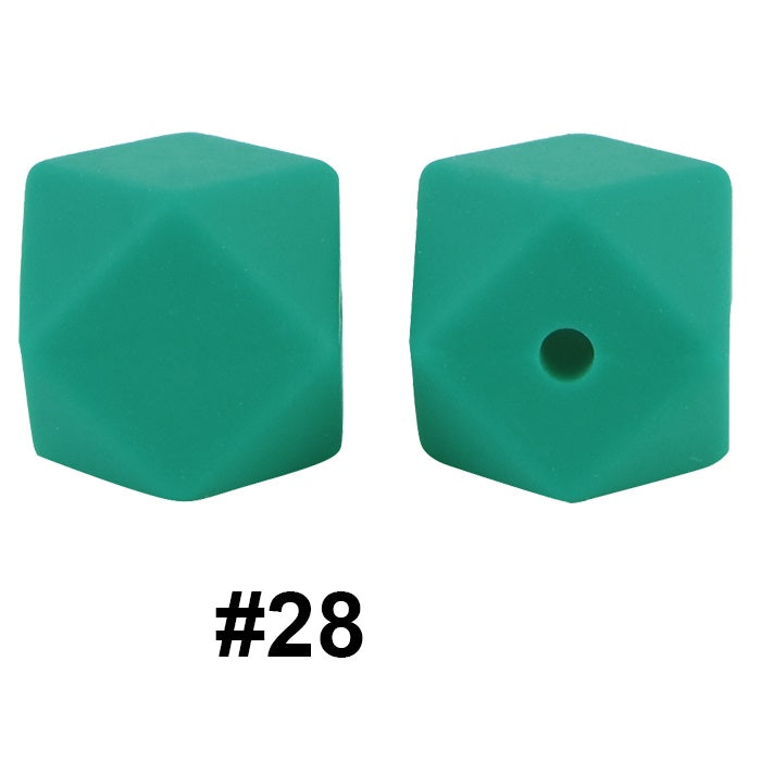 50pcs 14mm Hexagon Silicone Beads Solid Color Variety Options 88