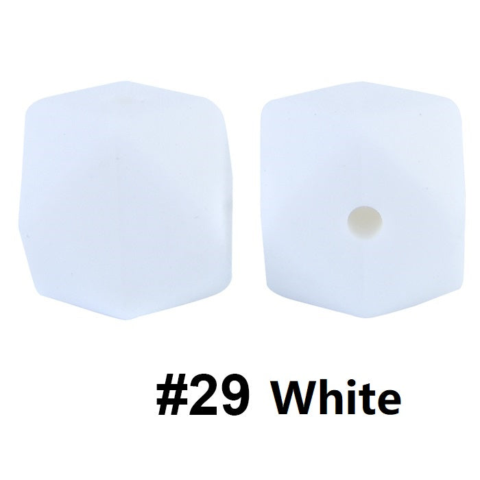 50pcs 14mm Hexagon Silicone Beads Solid Color Variety Options 89