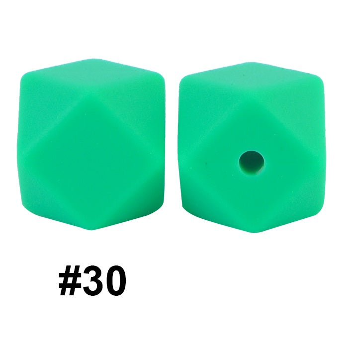 50pcs 14mm Hexagon Silicone Beads Solid Color Variety Options 90