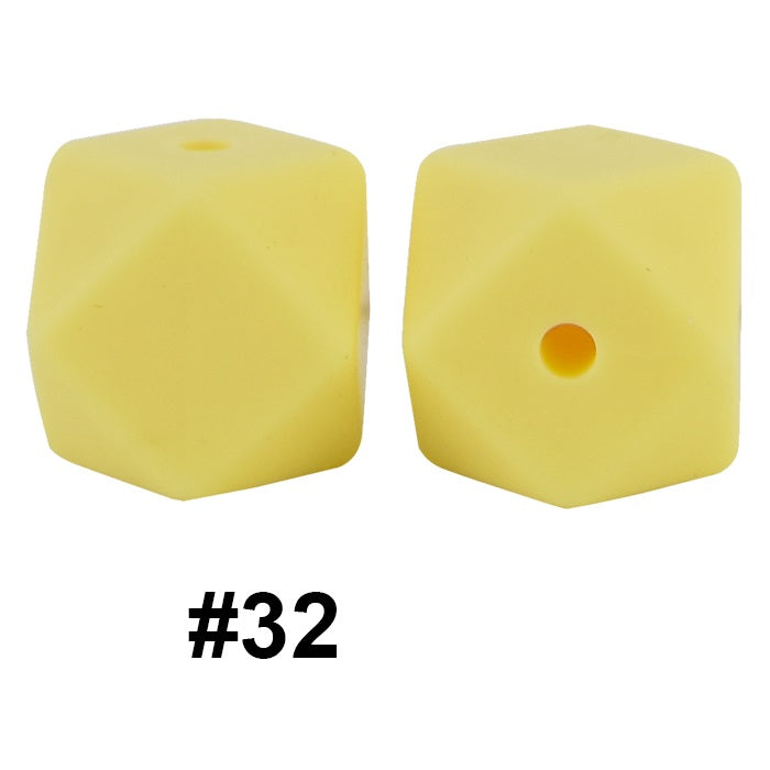 50pcs 14mm Hexagon Silicone Beads Solid Color Variety Options 92