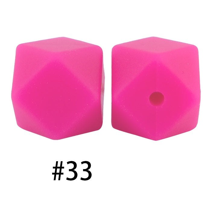 50pcs 14mm Hexagon Silicone Beads Solid Color Variety Options 93