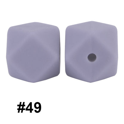 50pcs 14mm Hexagon Silicone Beads Solid Color Variety Options 109