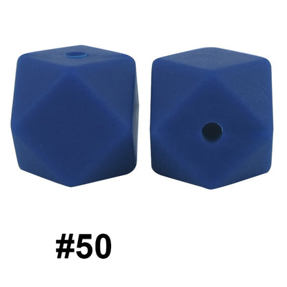 50pcs 14mm Hexagon Silicone Beads Solid Color Variety Options 110