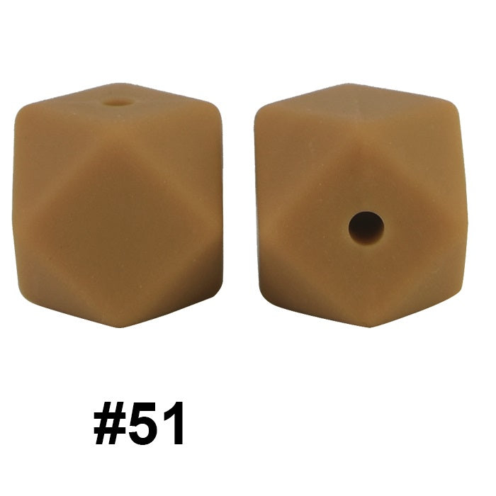 50pcs 14mm Hexagon Silicone Beads Solid Color Variety Options 111