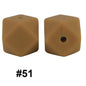 50pcs 14mm Hexagon Silicone Beads Solid Color Variety Options 111