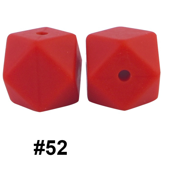50pcs 14mm Hexagon Silicone Beads Solid Color Variety Options 112