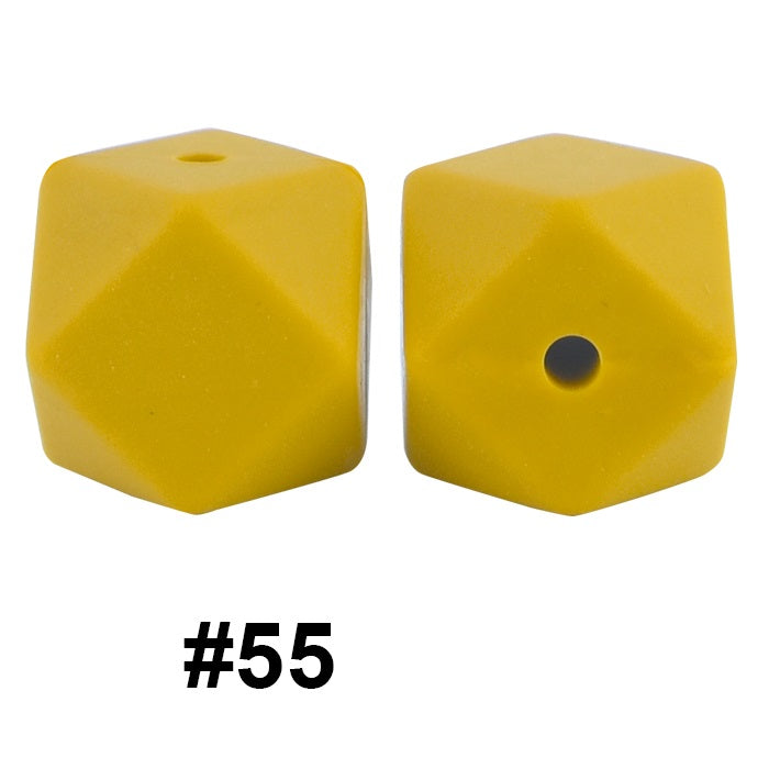 50pcs 14mm Hexagon Silicone Beads Solid Color Variety Options 115
