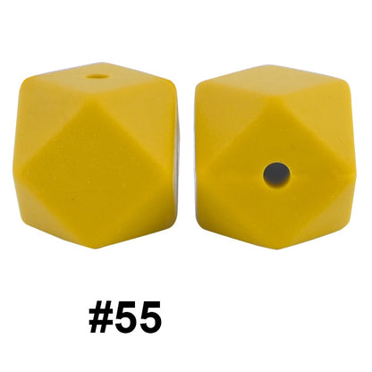 50pcs 14mm Hexagon Silicone Beads Solid Color Variety Options 115