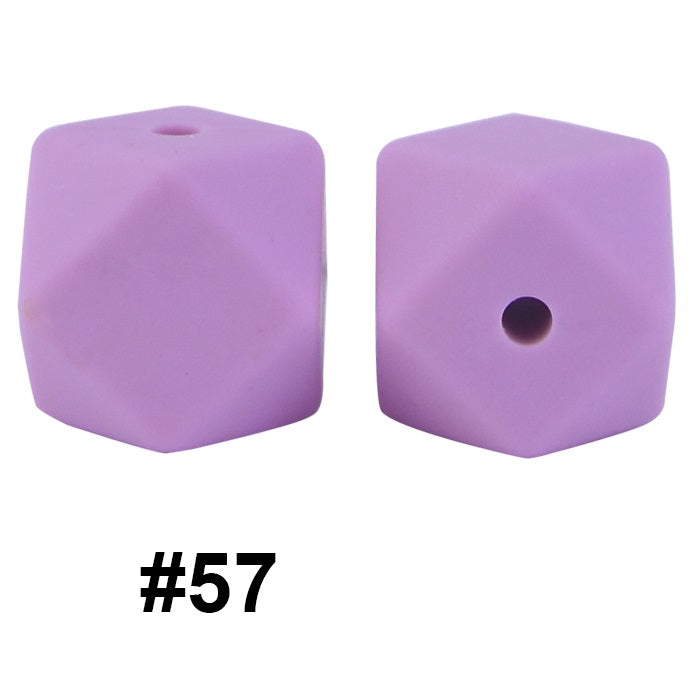 50pcs 14mm Hexagon Silicone Beads Solid Color Variety Options 117