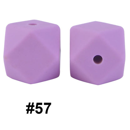 50pcs 14mm Hexagon Silicone Beads Solid Color Variety Options 117