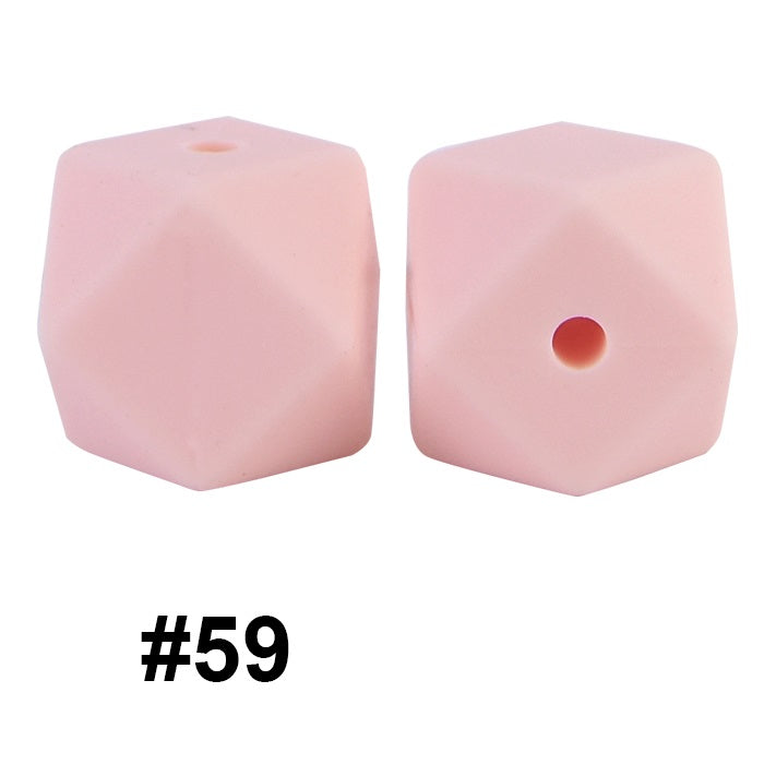 50pcs 14mm Hexagon Silicone Beads Solid Color Variety Options 119