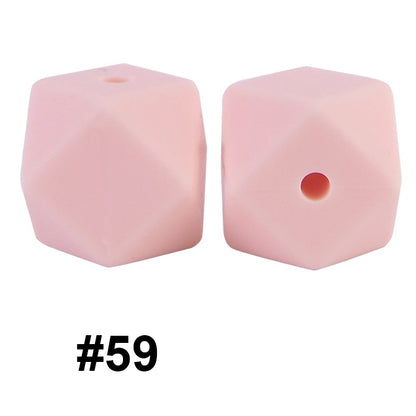 50pcs 14mm Hexagon Silicone Beads Solid Color Variety Options 119