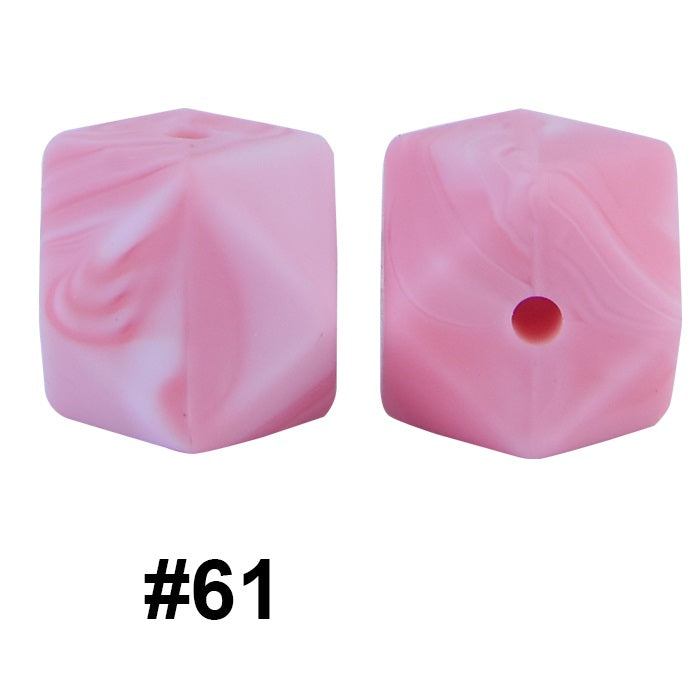 50pcs 14mm Hexagon Silicone Beads Solid Color Variety Options 121