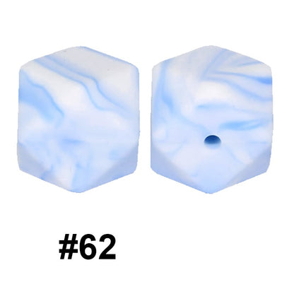 50pcs 14mm Hexagon Silicone Beads Solid Color Variety Options 122