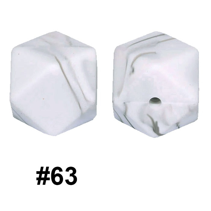 50pcs 14mm Hexagon Silicone Beads Solid Color Variety Options 6