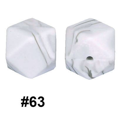 50pcs 14mm Hexagon Silicone Beads Solid Color Variety Options 6