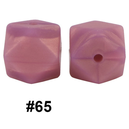 50pcs 14mm Hexagon Silicone Beads Solid Color Variety Options 8