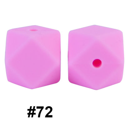50pcs 14mm Hexagon Silicone Beads Solid Color Variety Options 15