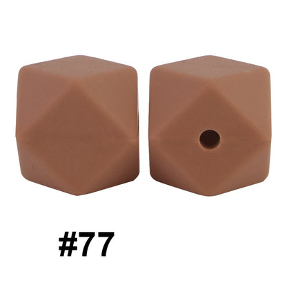 50pcs 14mm Hexagon Silicone Beads Solid Color Variety Options 20