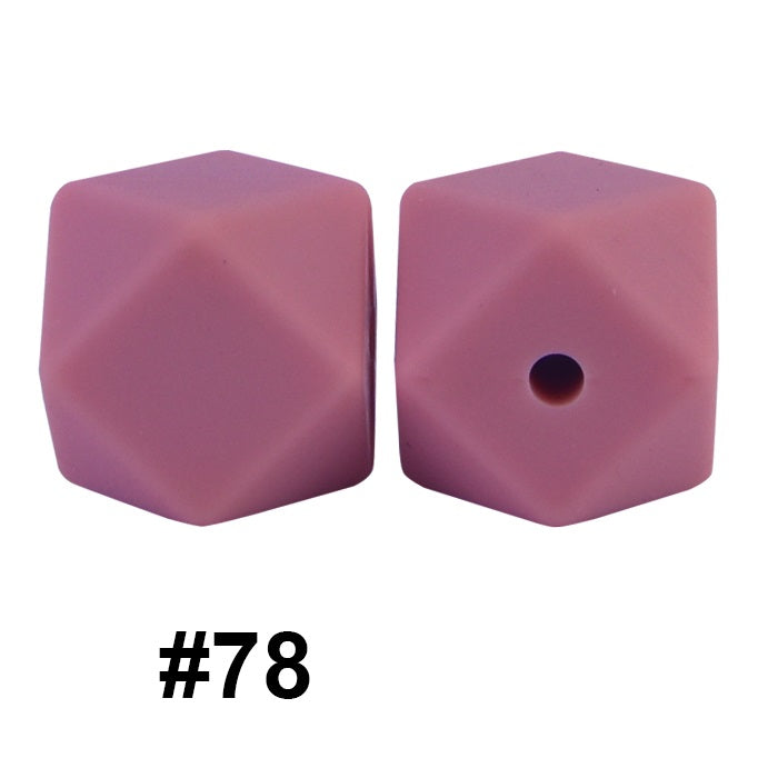 50pcs 14mm Hexagon Silicone Beads Solid Color Variety Options 21