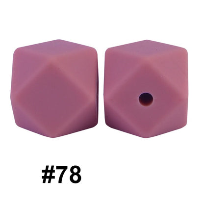 50pcs 14mm Hexagon Silicone Beads Solid Color Variety Options 21