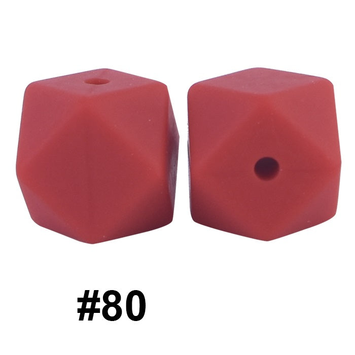 50pcs 14mm Hexagon Silicone Beads Solid Color Variety Options 23