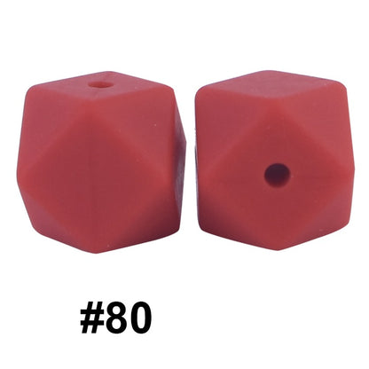 50pcs 14mm Hexagon Silicone Beads Solid Color Variety Options 23