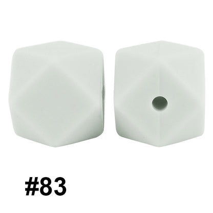 50pcs 14mm Hexagon Silicone Beads Solid Color Variety Options 26