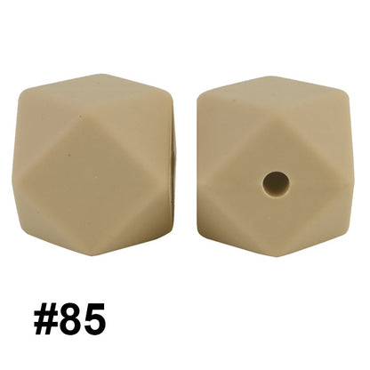 50pcs 14mm Hexagon Silicone Beads Solid Color Variety Options 28