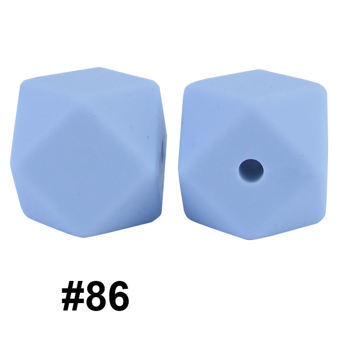 50pcs 14mm Hexagon Silicone Beads Solid Color Variety Options 29
