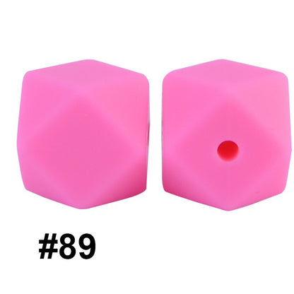 50pcs 14mm Hexagon Silicone Beads Solid Color Variety Options 32