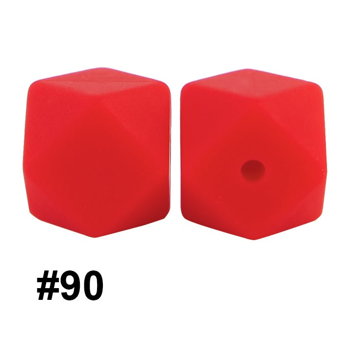 50pcs 14mm Hexagon Silicone Beads Solid Color Variety Options 33