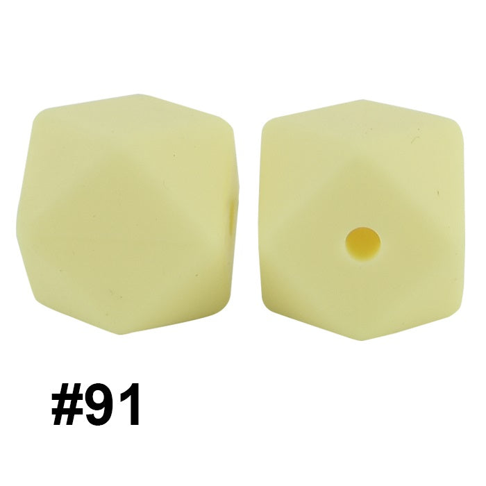 50pcs 14mm Hexagon Silicone Beads Solid Color Variety Options 34