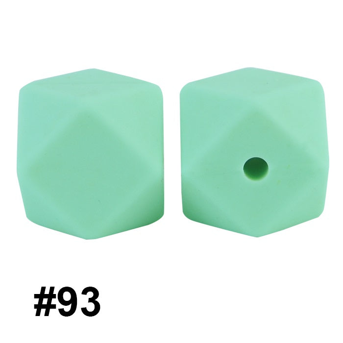 50pcs 14mm Hexagon Silicone Beads Solid Color Variety Options 36