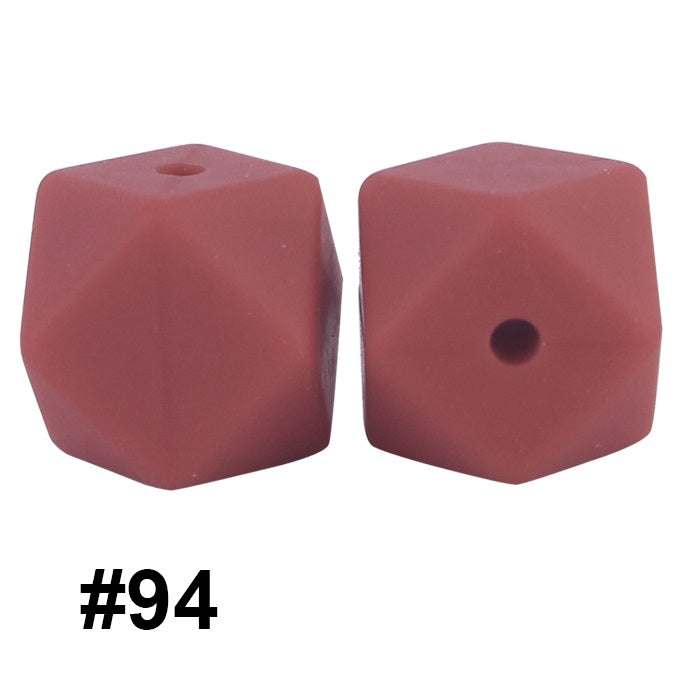 50pcs 14mm Hexagon Silicone Beads Solid Color Variety Options 37