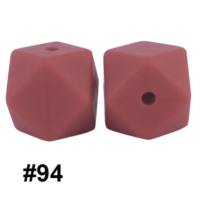 50pcs 14mm Hexagon Silicone Beads Solid Color Variety Options 37