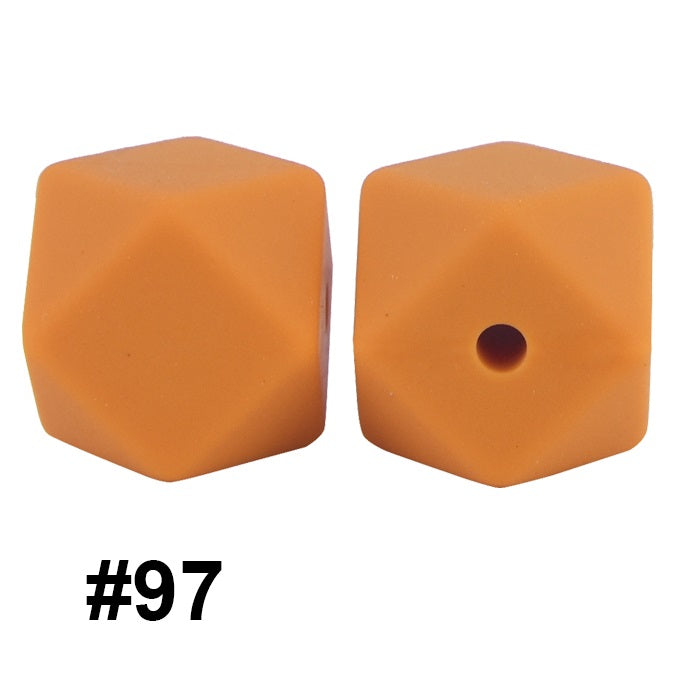 50pcs 14mm Hexagon Silicone Beads Solid Color Variety Options 39