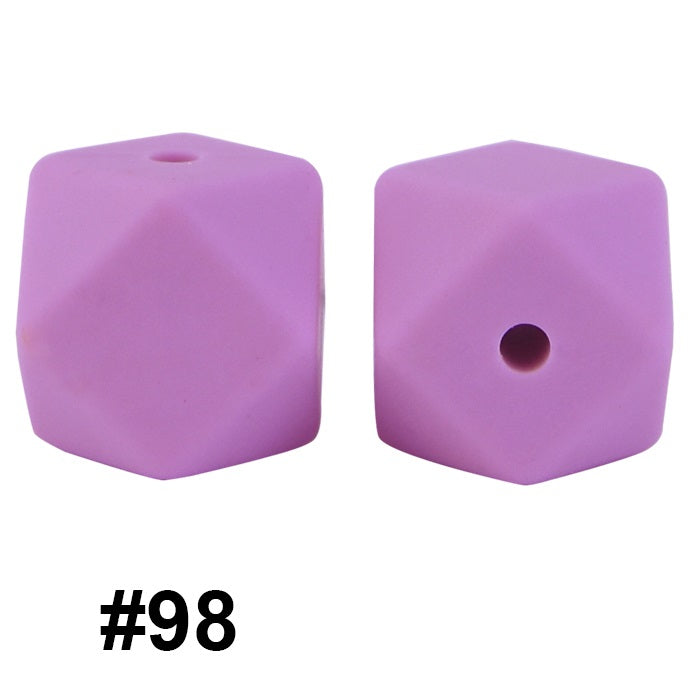 50pcs 14mm Hexagon Silicone Beads Solid Color Variety Options 40