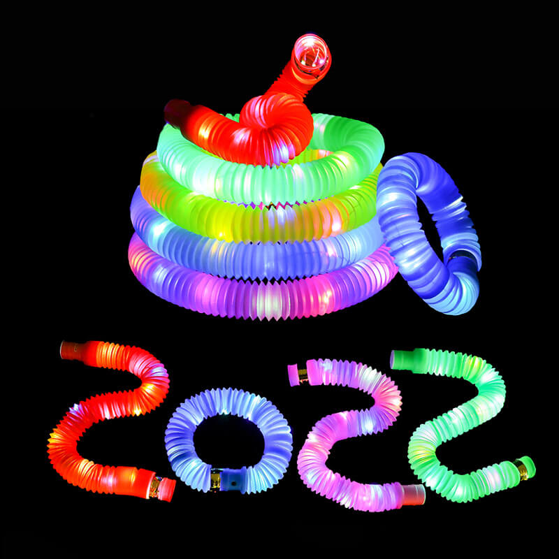 Light Up Pop Tubes Sensory Fidget Toy Normal and Large Sizes