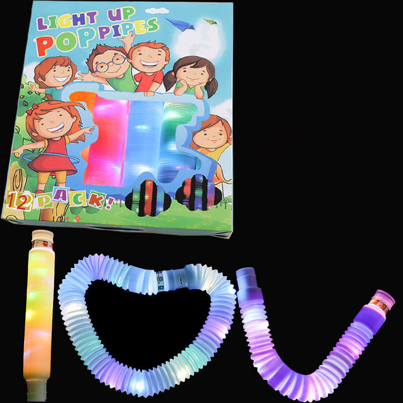 Light Up Pop Tubes Sensory Fidget Toy Normal and Large Sizes 12