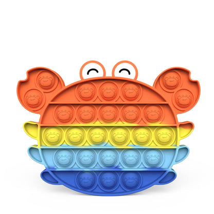 Silicone Rainbow Pop It Fidget Toy Crab Shape 15.7cm Size