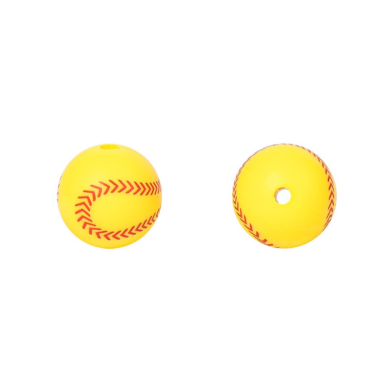 Custom 15mm Baseball Silicone Beads, Silicone Beads, Baseball