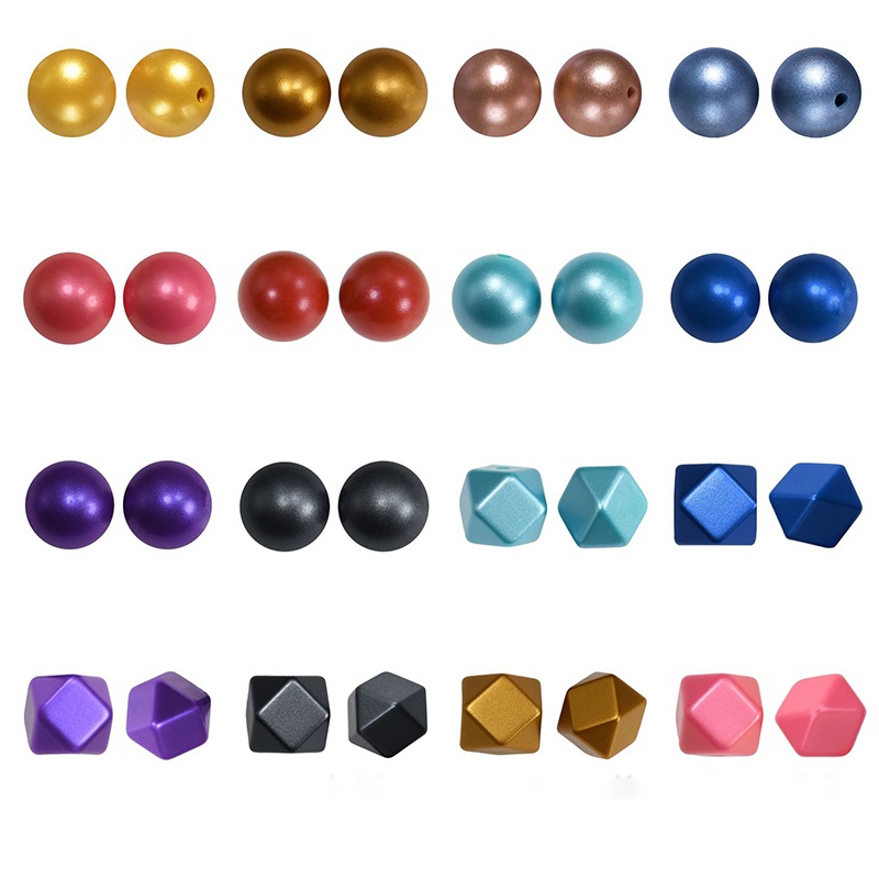 15mm Metallic Silicone Beads For DIY Bracelet Keychain Jewelry